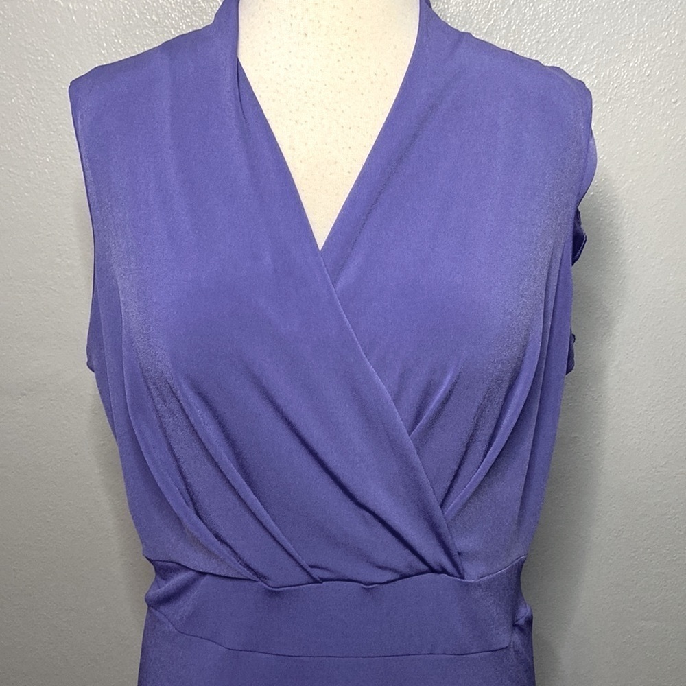 Liz Claiborne Cap Sleeve Dress V Neckline Purple L - Picture 2 of 6